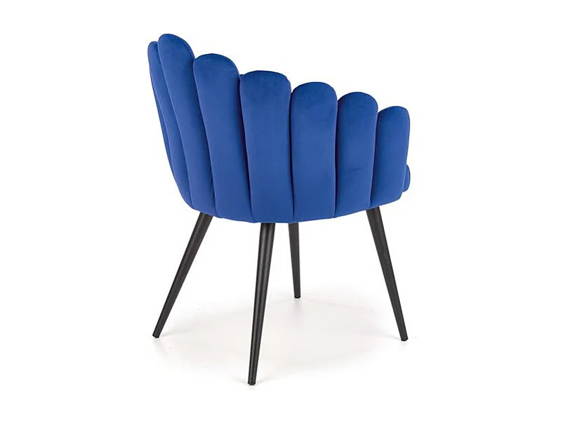 Chaise de salle à manger design en velours bleu Amboise