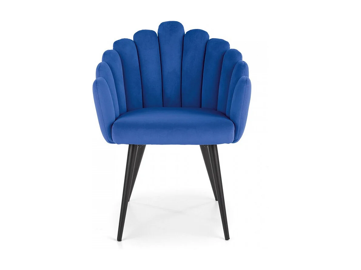 Silla de comedor de diseño en terciopelo azul Amboise