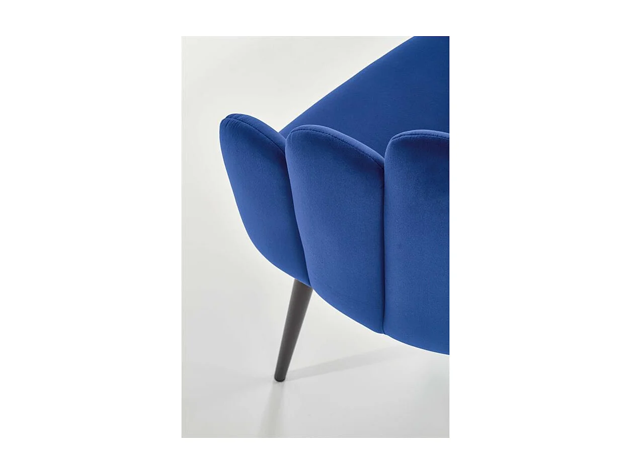 Silla de comedor de diseño en terciopelo azul Amboise