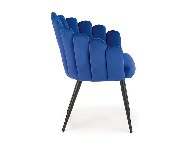 Silla de comedor de diseño en terciopelo azul Amboise