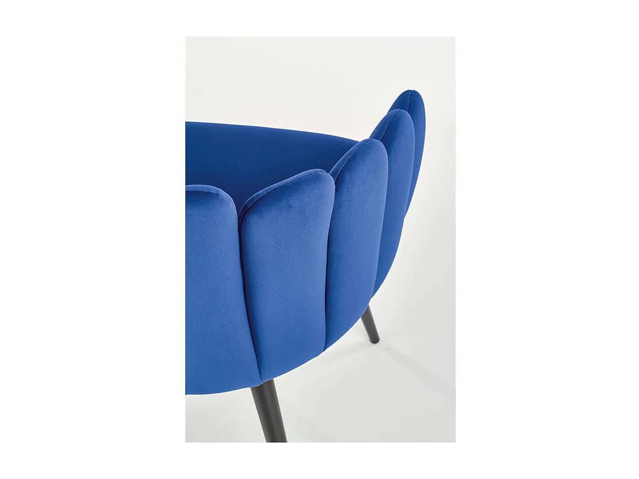 Silla de comedor de diseño en terciopelo azul Amboise