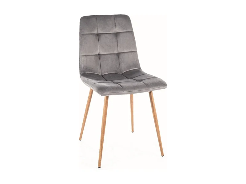 Silla de diseño de roble y terciopelo en gris Frigg