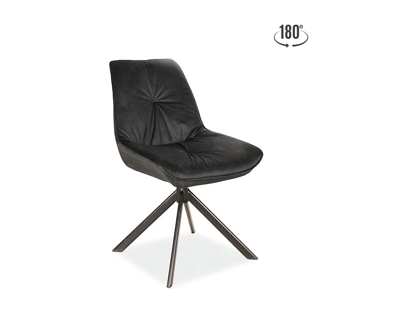 Chaise pivotante velours & métal noir Zolo