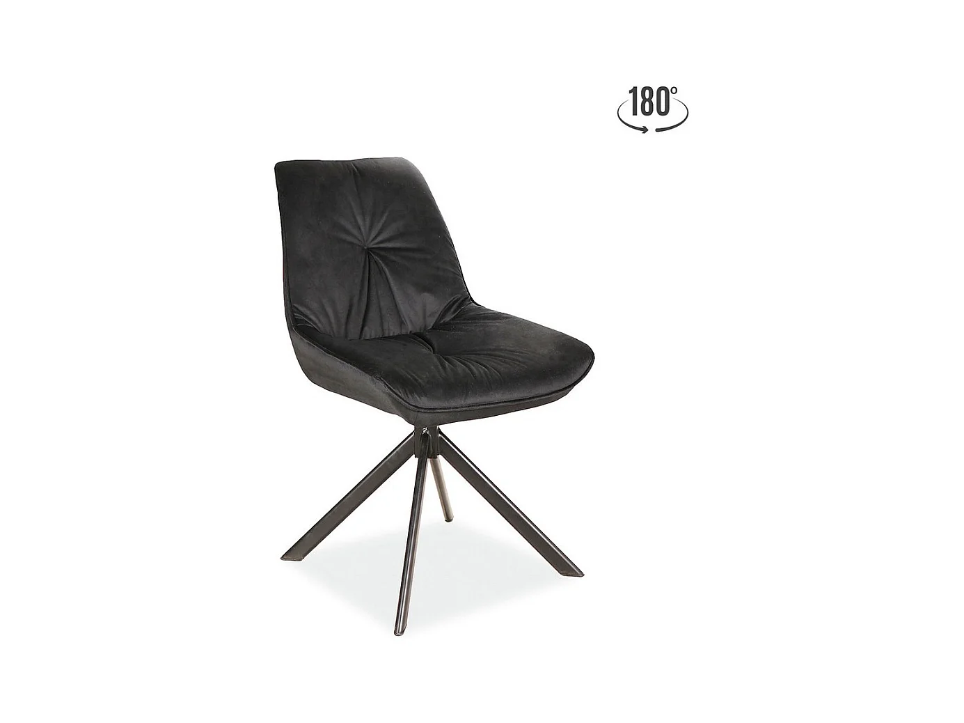 Chaise pivotante velours & métal noir Zolo