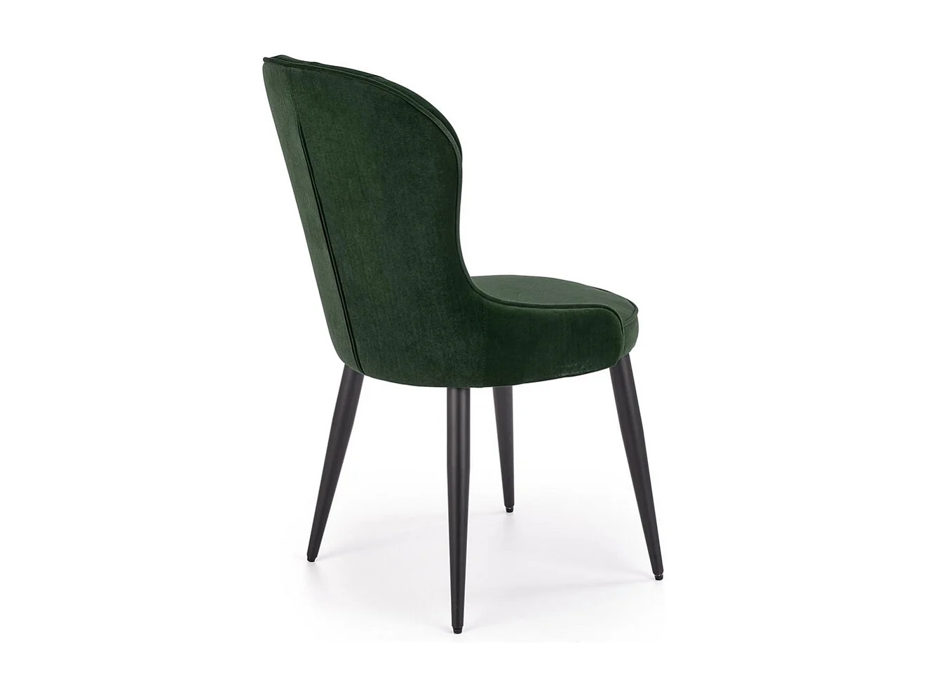 Sedia da pranzo in velluto verde scuro con gambe in acciaio nero Spin