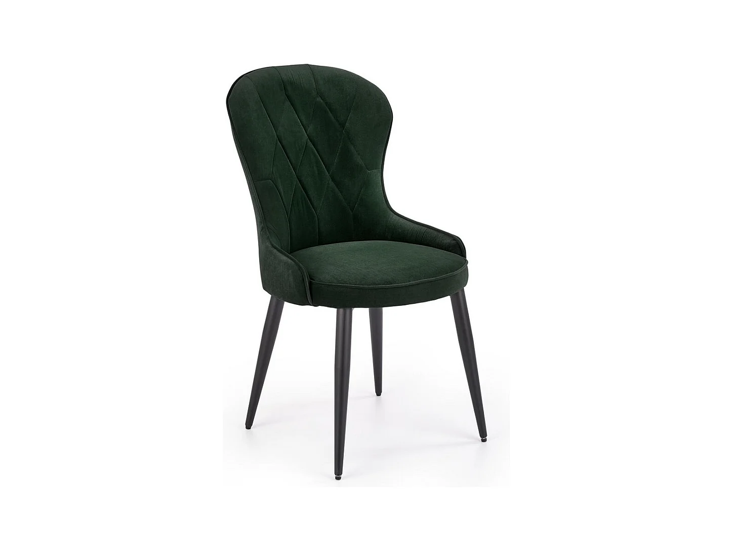 Chaise de salle à manger en velours vert foncé avec pieds en acier noir Spin
