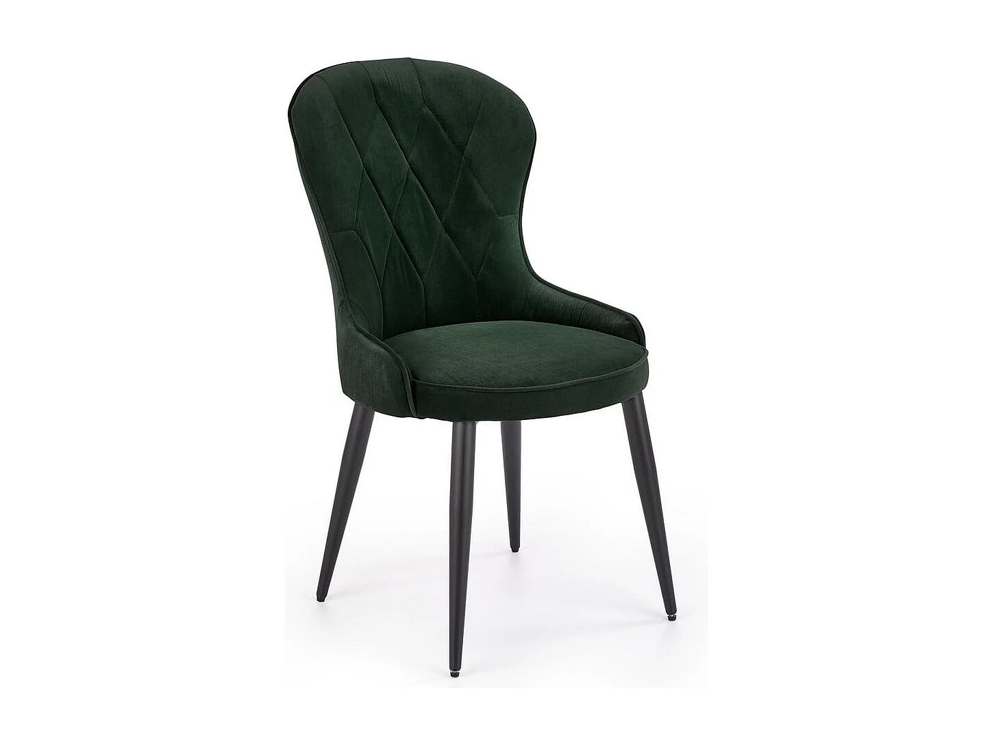 Silla de comedor de terciopelo verde oscuro con patas de acero Spin negro