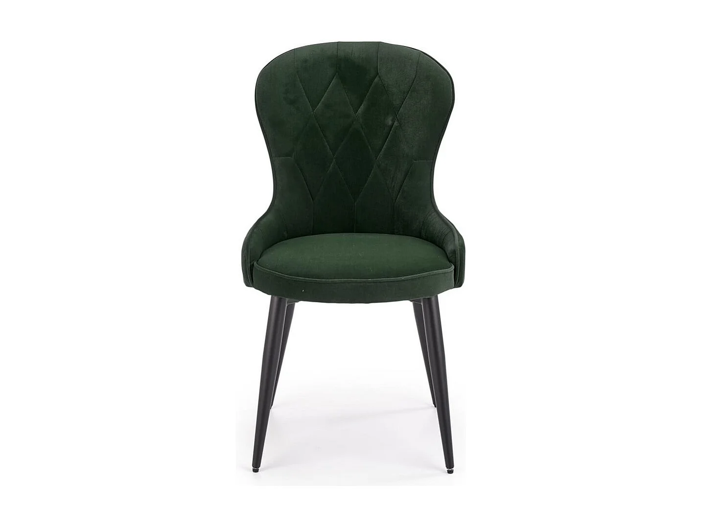 Silla de comedor de terciopelo verde oscuro con patas de acero Spin negro