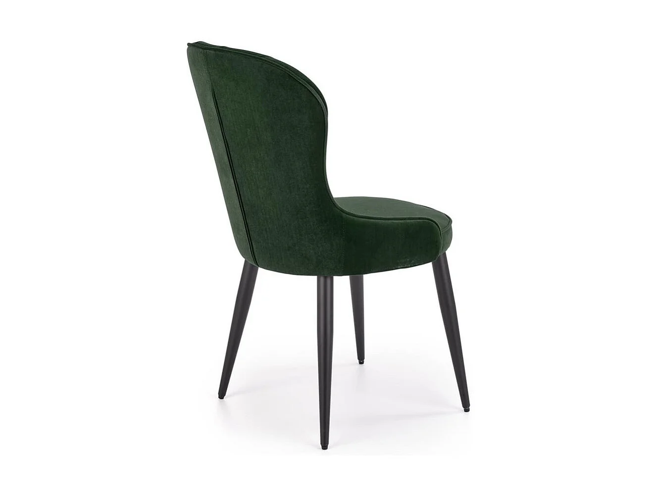 Silla de comedor de terciopelo verde oscuro con patas de acero Spin negro