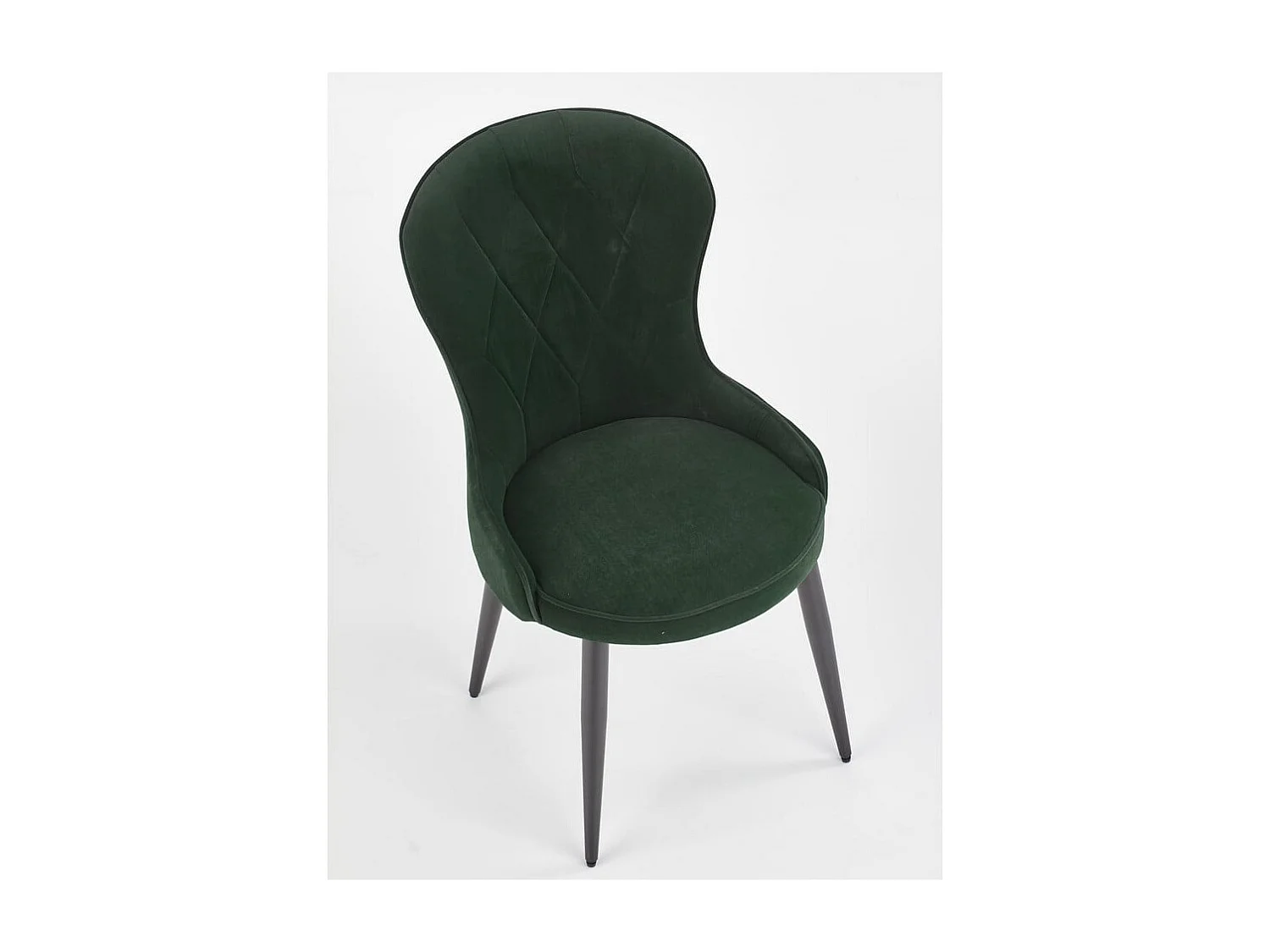 Silla de comedor de terciopelo verde oscuro con patas de acero Spin negro