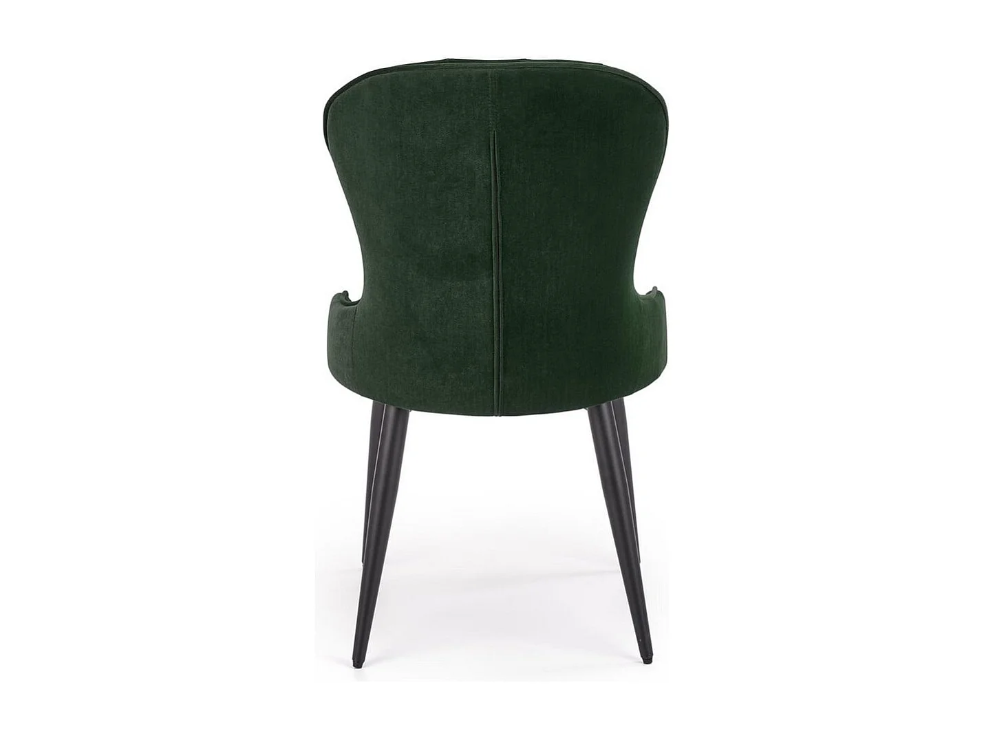 Silla de comedor de terciopelo verde oscuro con patas de acero Spin negro