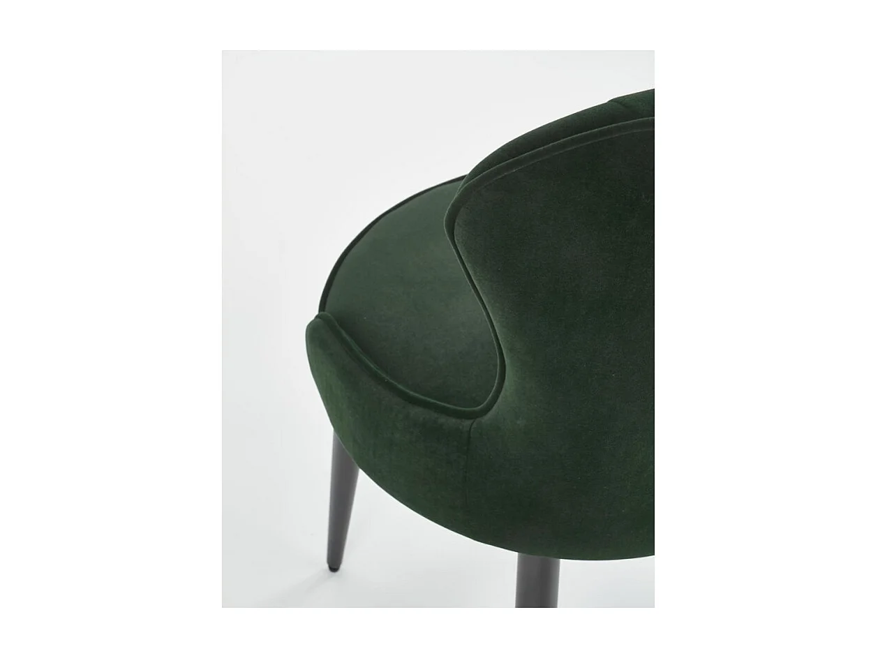Silla de comedor de terciopelo verde oscuro con patas de acero Spin negro