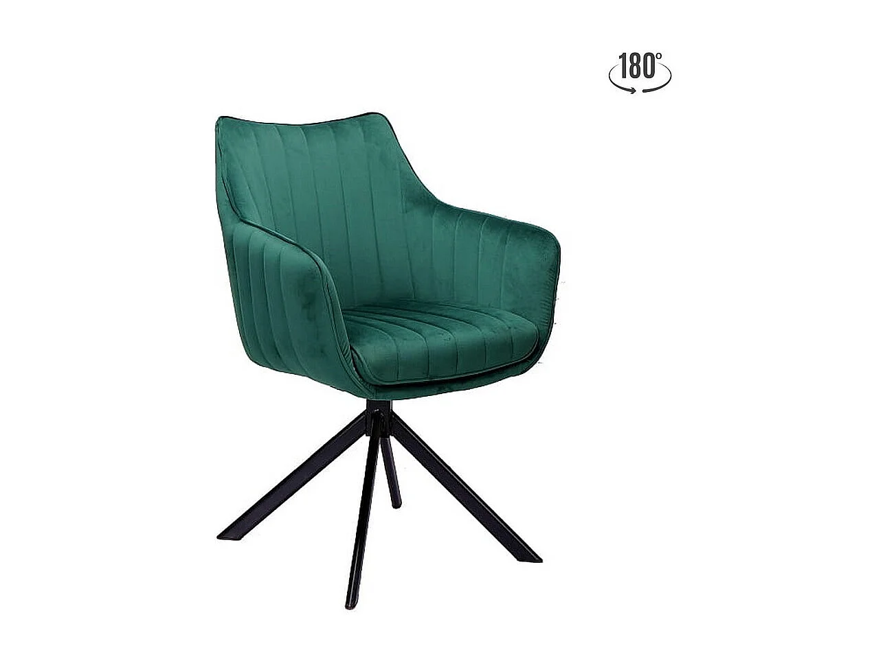 Chaise pivotante en velours vert métal noir Swop