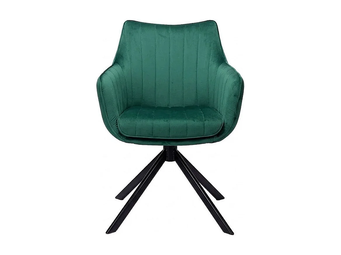 Chaise pivotante en velours vert métal noir Swop