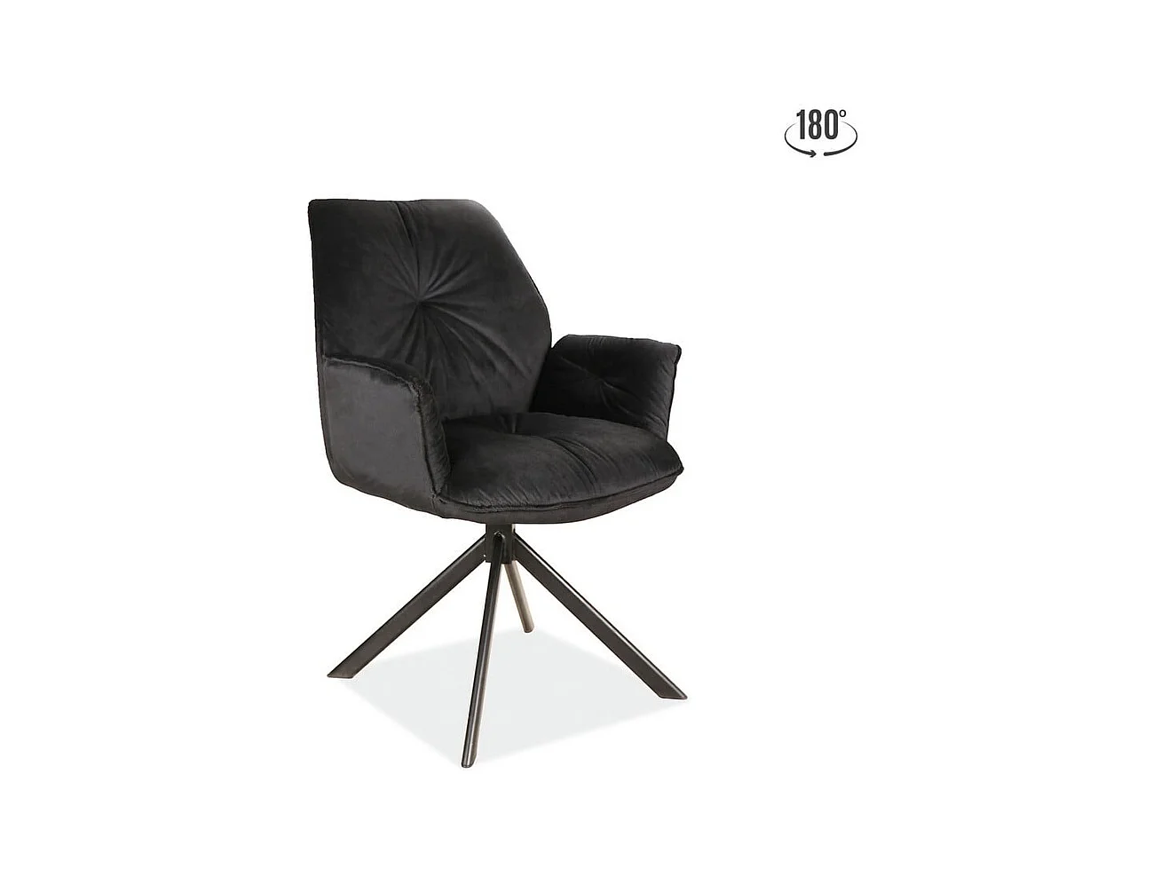 Chaise pivotante à accoudoirs velours et métal noir Zolo