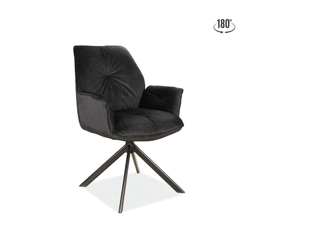 Chaise pivotante à accoudoirs velours et métal noir Zolo