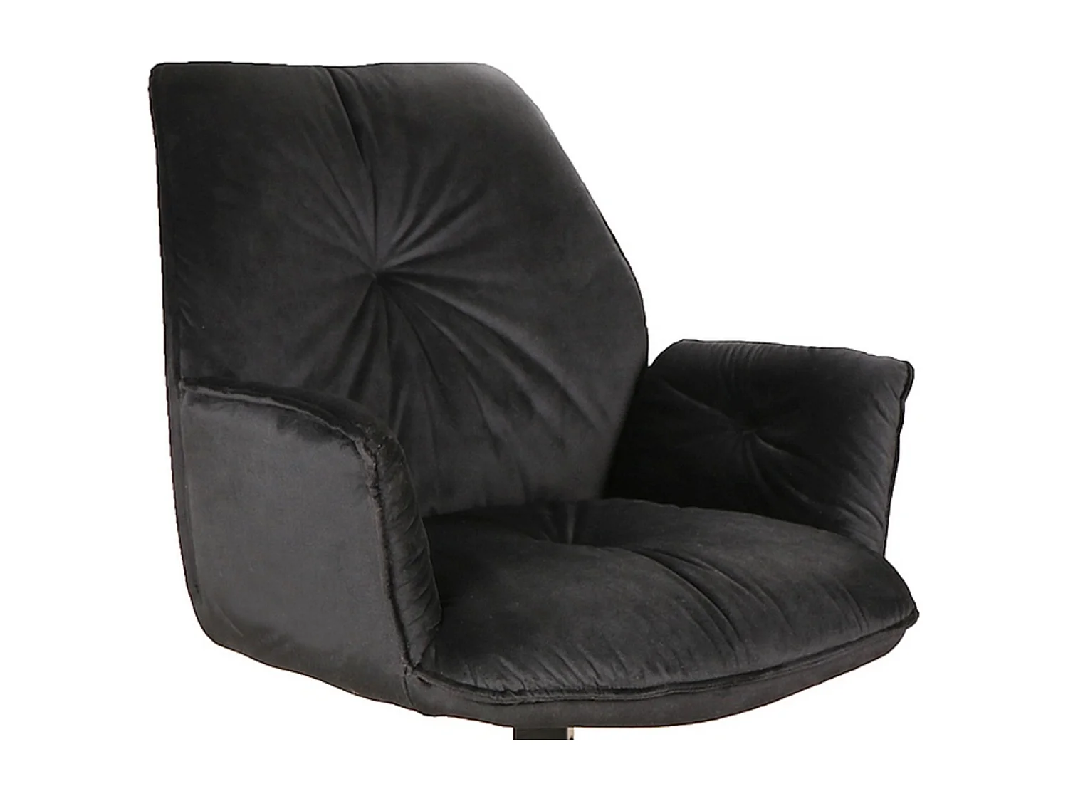 Sedia girevole in velluto nero e metallo con braccioli Zolo
