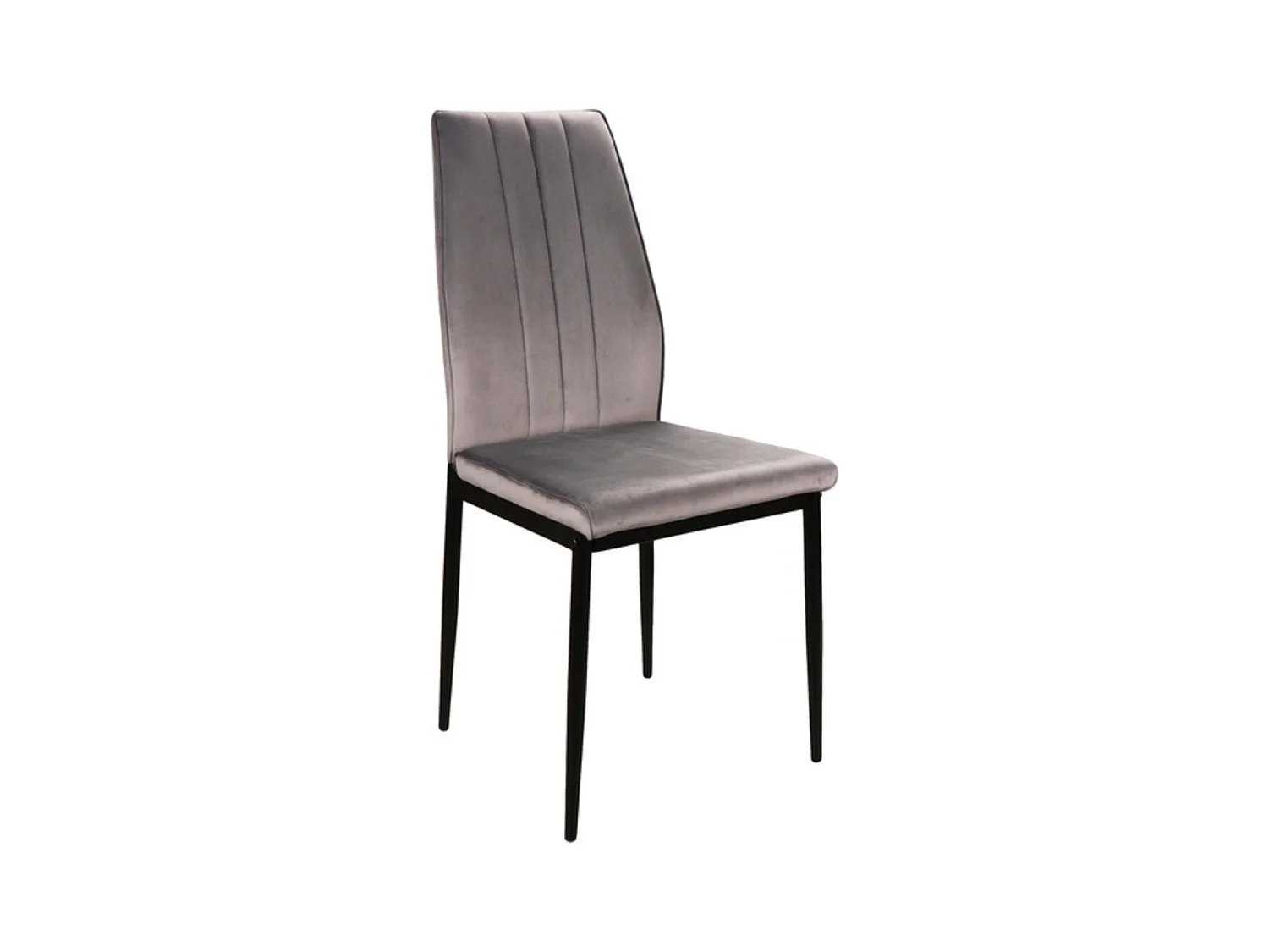 Chaise design velours gris métal noir Bator