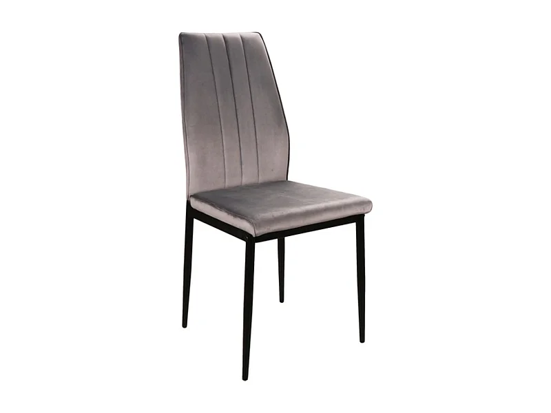 Chaise design velours gris métal noir Bator