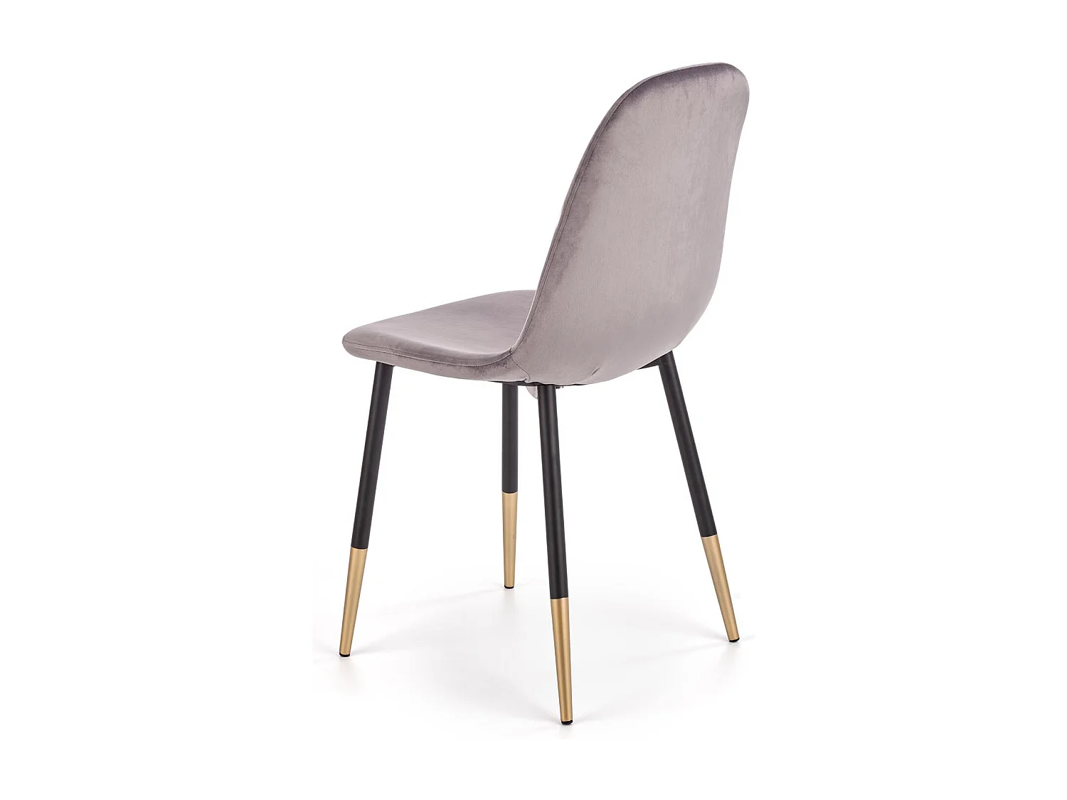 Silla de comedor de terciopelo gris con patas de acero negro y dorado SIEMPRE