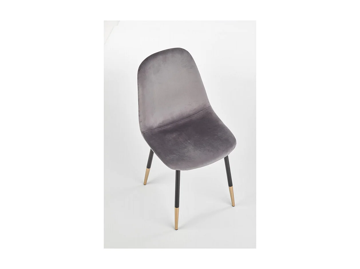 Silla de comedor de terciopelo gris con patas de acero negro y dorado SIEMPRE
