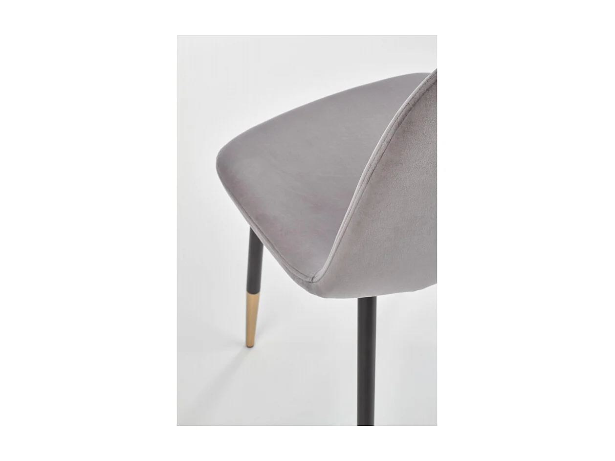 Silla de comedor de terciopelo gris con patas de acero negro y dorado SIEMPRE