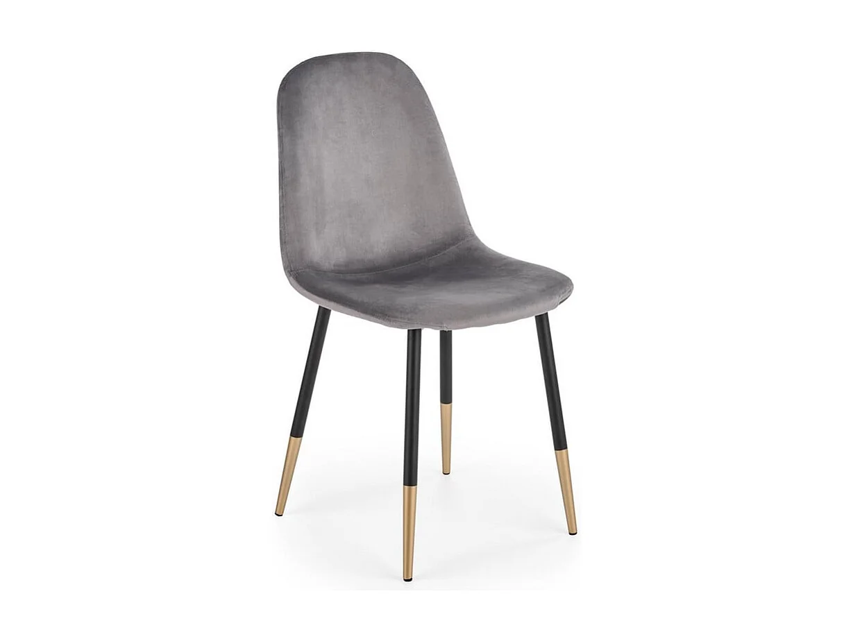 Sedia da pranzo in velluto grigio con gambe in acciaio nero e oro SEMPRE