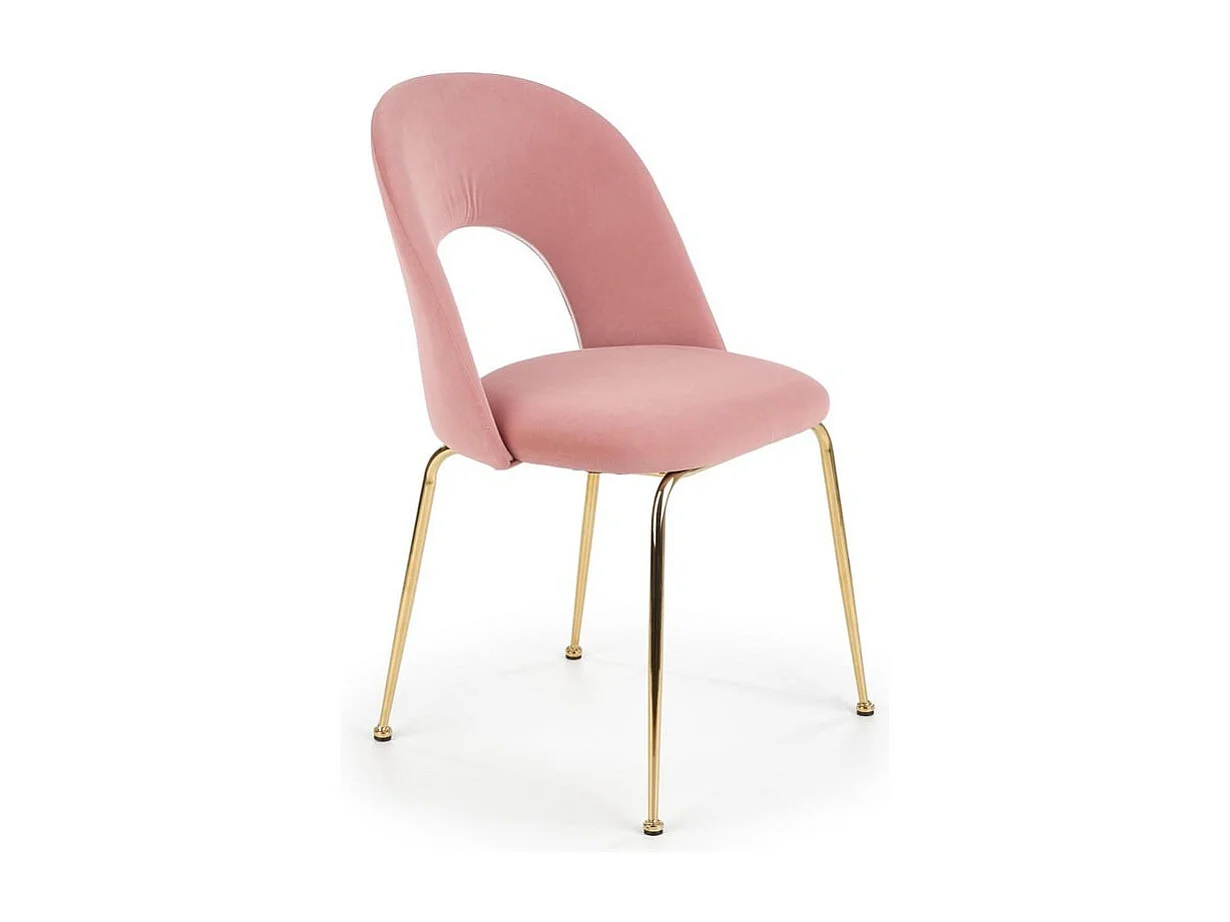 Sedia da pranzo in velluto rosa chiaro in stile vintage con gambe in acciaio dorato DATA