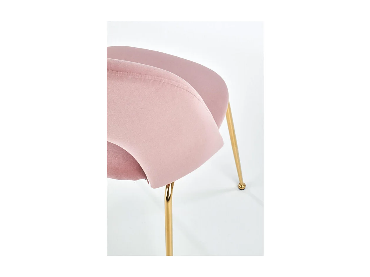 Sedia da pranzo in velluto rosa chiaro in stile vintage con gambe in acciaio dorato DATA