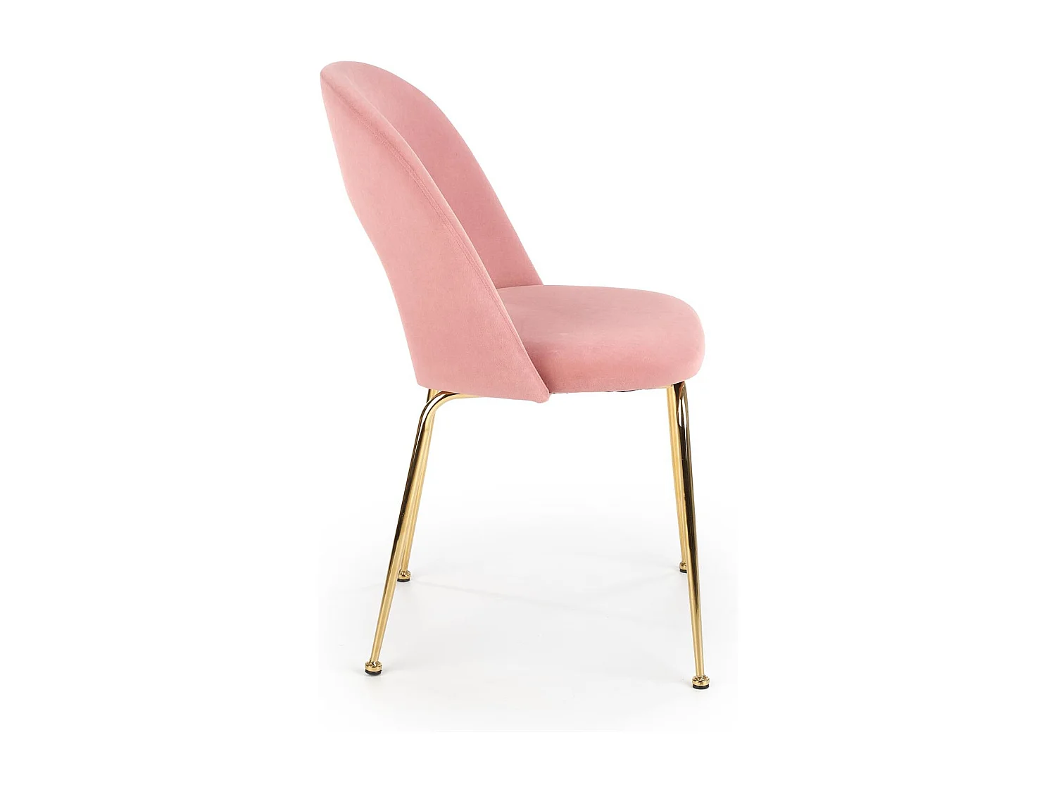 Silla de comedor de terciopelo rosa claro estilo vintage con patas de acero dorado DATA