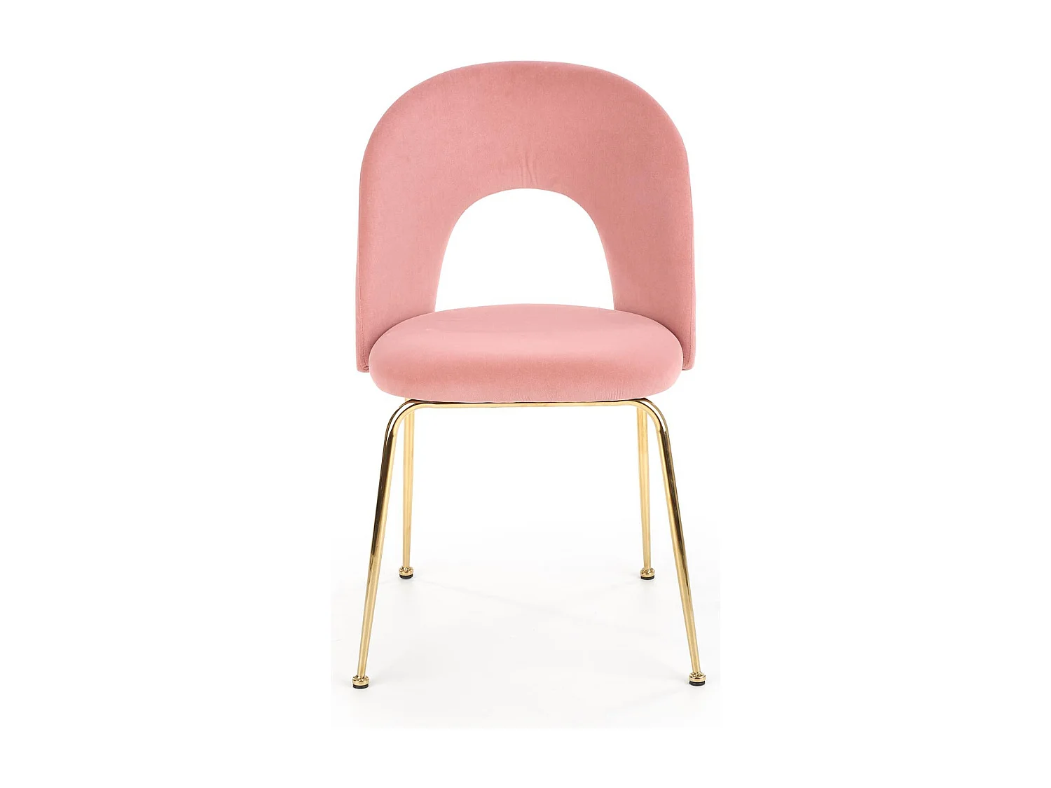 Silla de comedor de terciopelo rosa claro estilo vintage con patas de acero dorado DATA