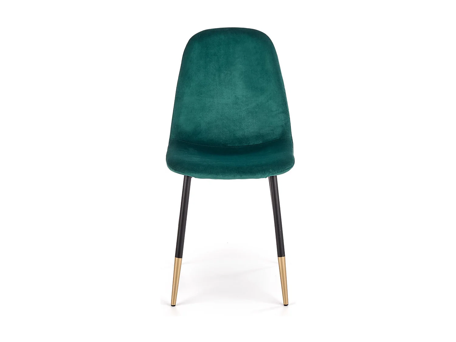 Silla de comedor de terciopelo verde con patas de acero negro y dorado SIEMPRE