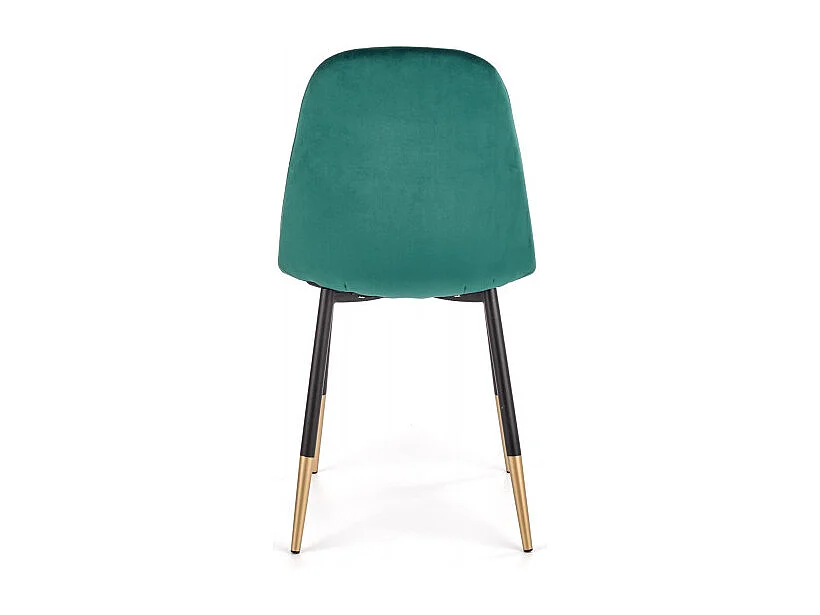 Silla de comedor de terciopelo verde con patas de acero negro y dorado SIEMPRE