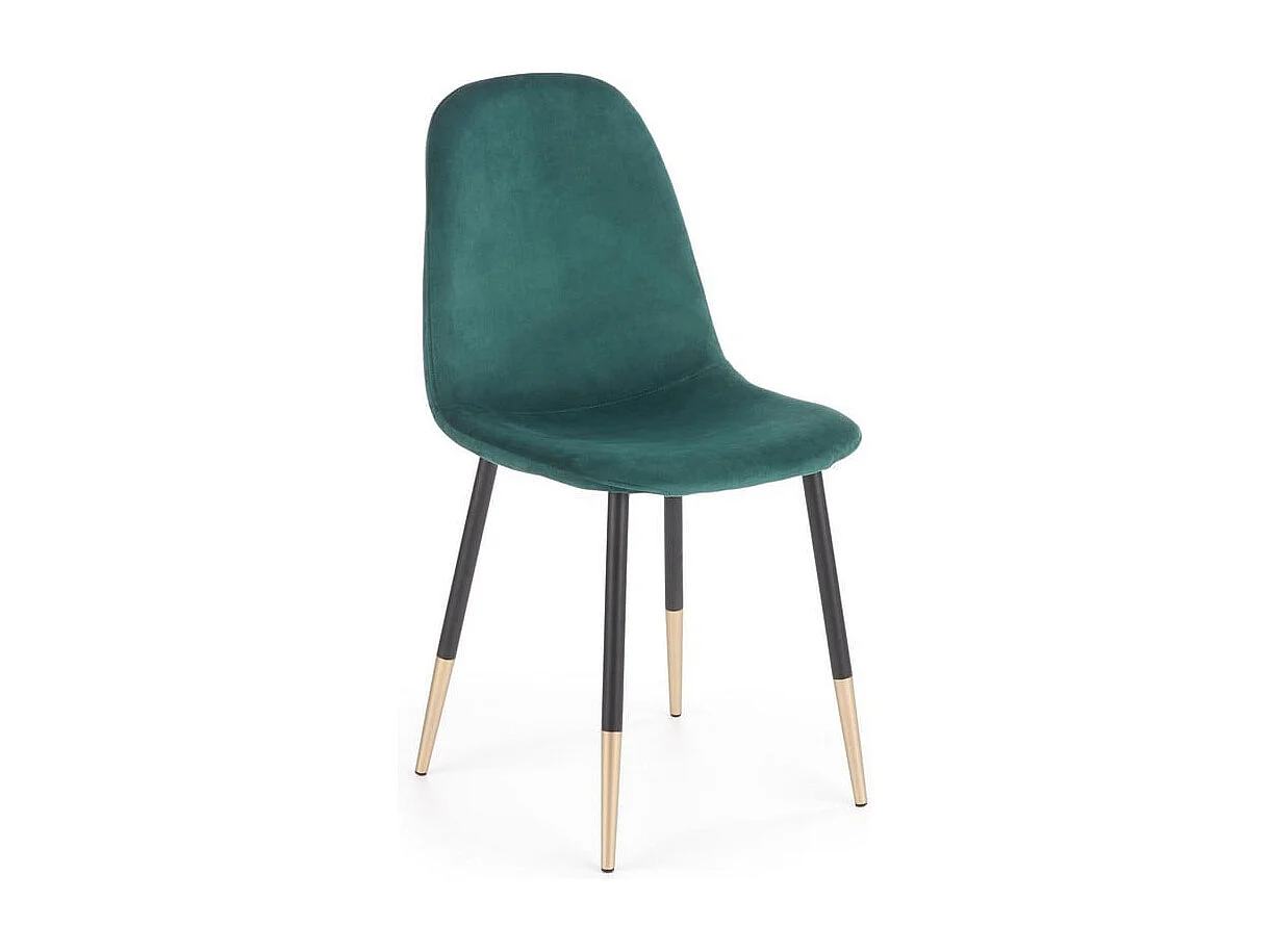 Chaise de salle à manger en velours vert avec pieds en acier noir et doré ALWAYS