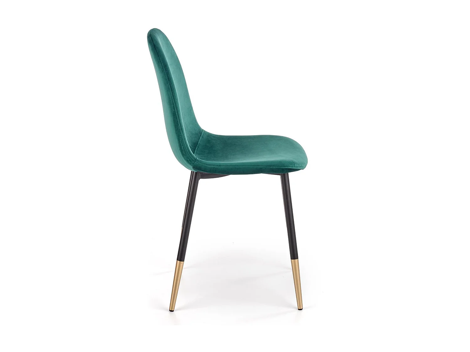 Chaise de salle à manger en velours vert avec pieds en acier noir et doré ALWAYS