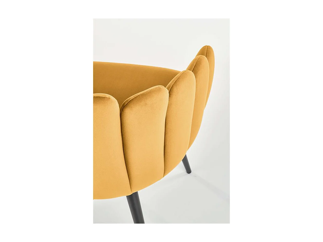 Chaise de salle à manger design en velours jaune Amboise