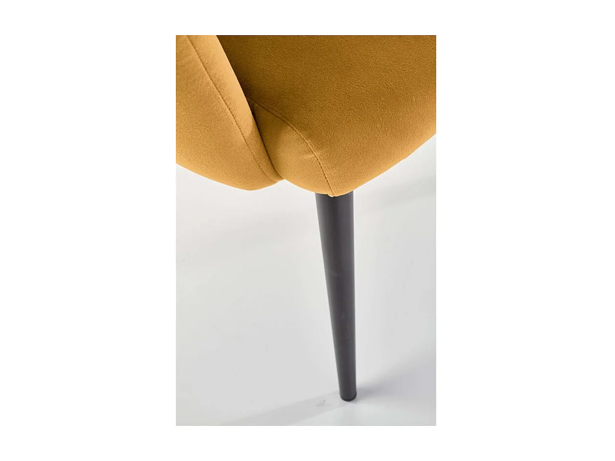 Chaise de salle à manger design en velours jaune Amboise