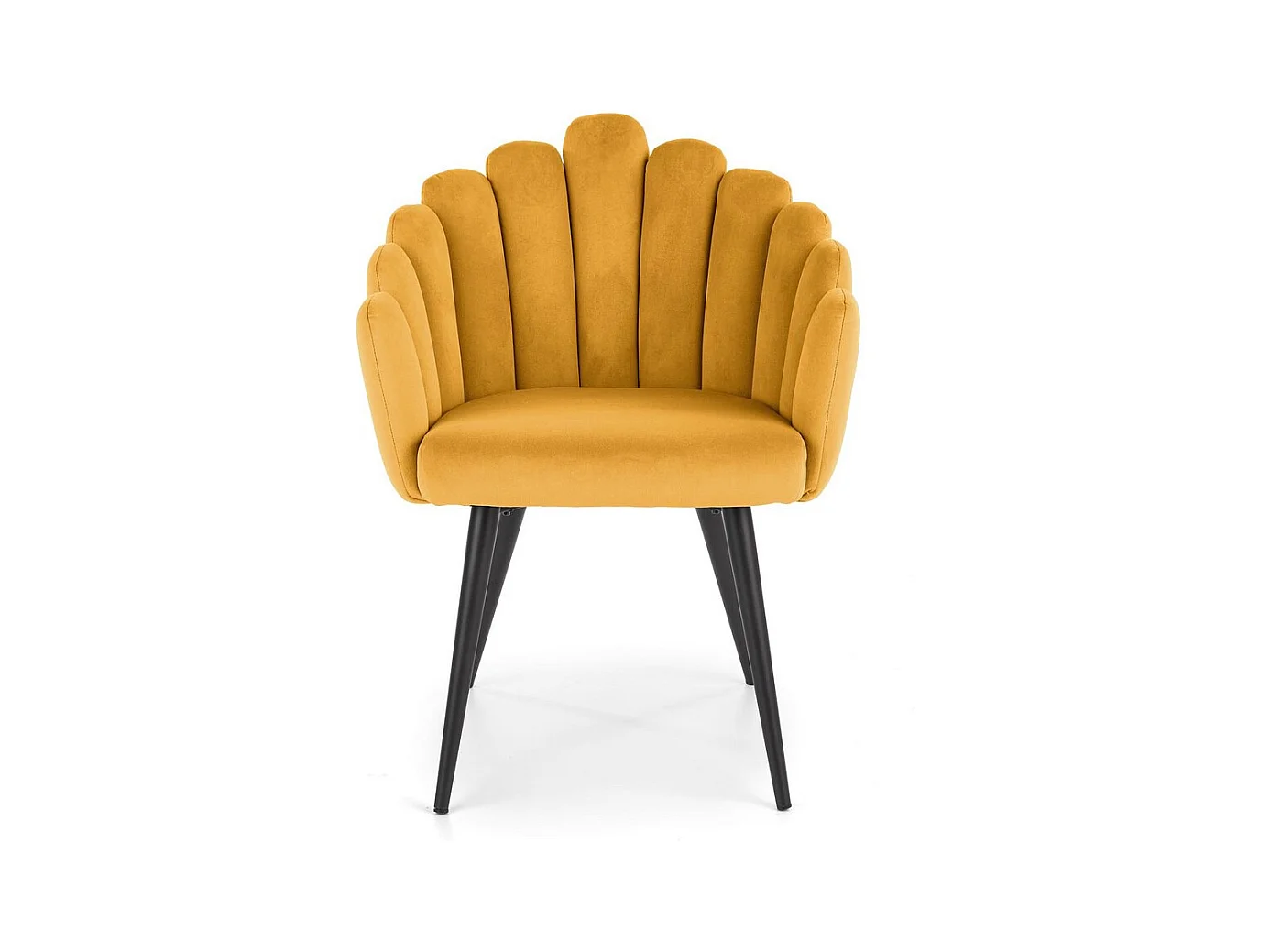 Chaise de salle à manger design en velours jaune Amboise