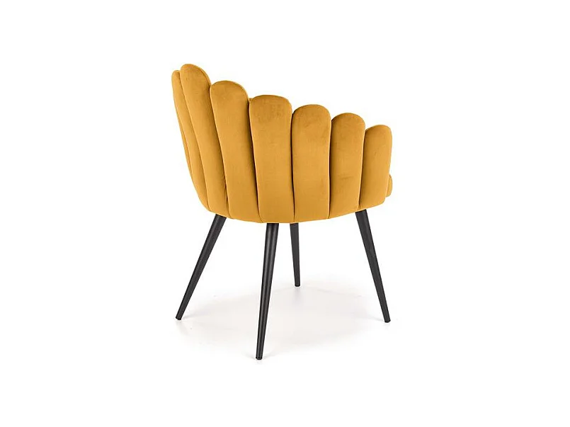 Silla de comedor de diseño en terciopelo amarillo Amboise