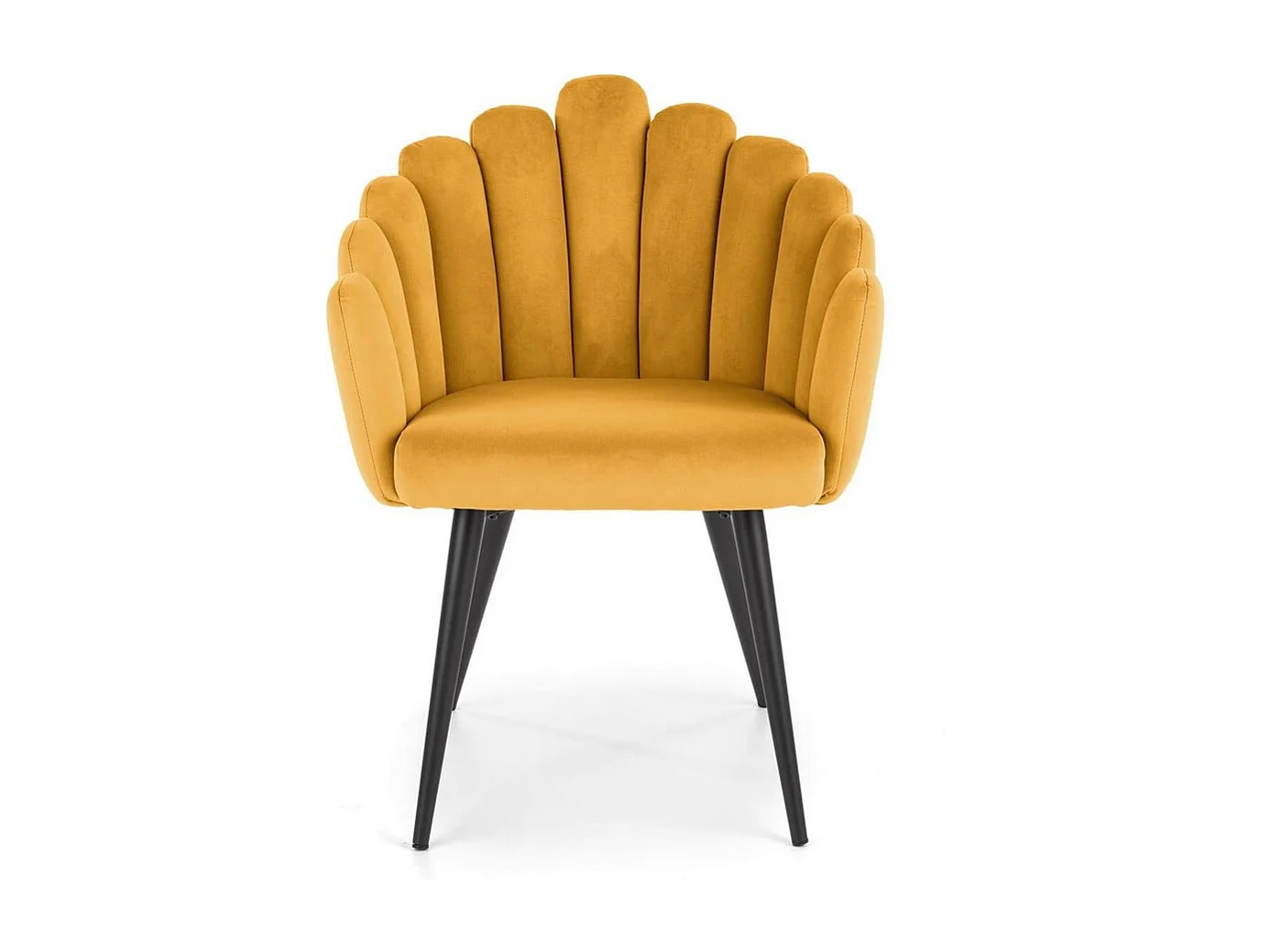 Chaise de salle à manger design en velours jaune Amboise