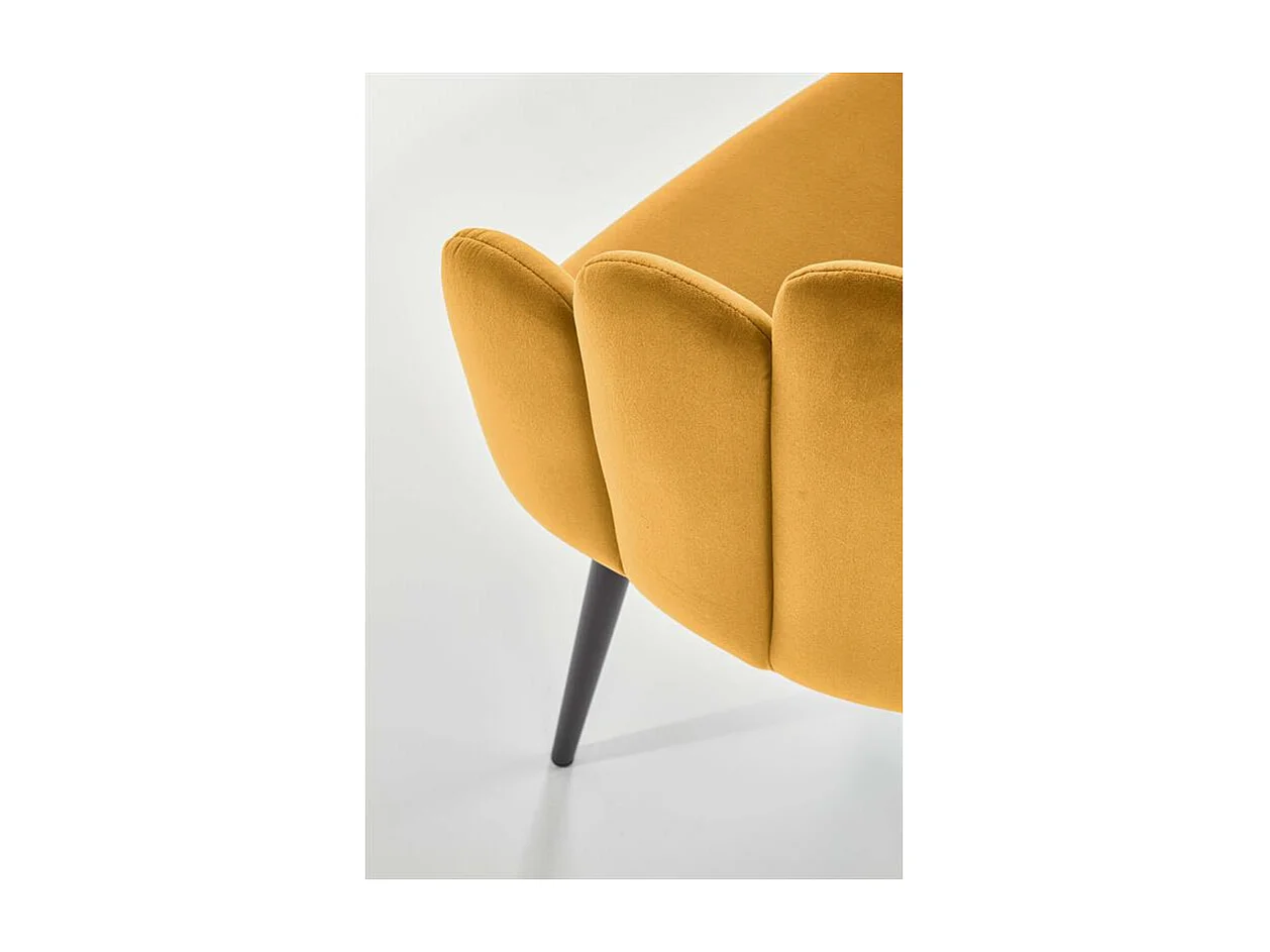 Chaise de salle à manger design en velours jaune Amboise