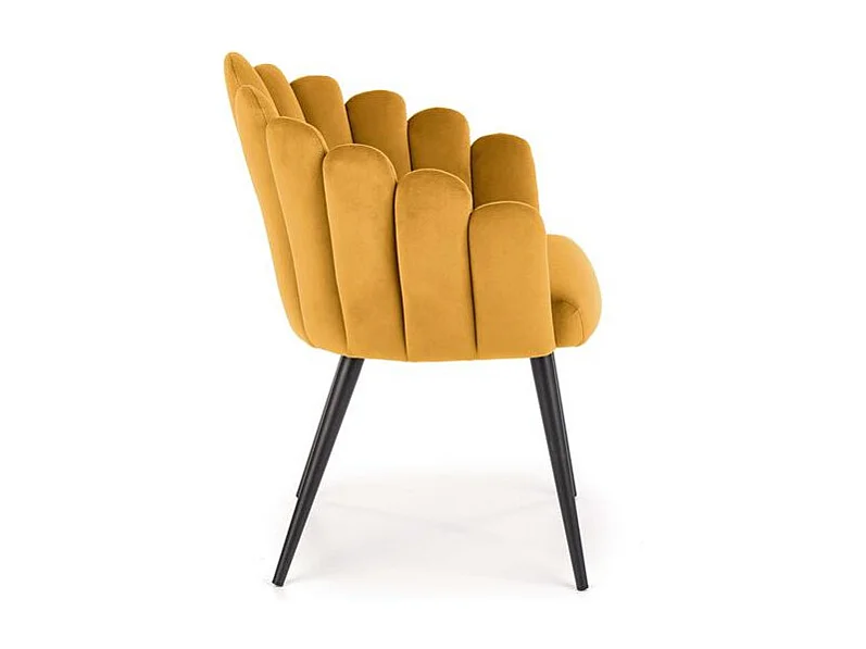 Chaise de salle à manger design en velours jaune Amboise