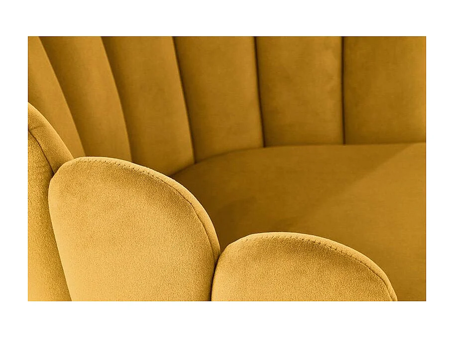 Chaise de salle à manger design en velours jaune Amboise