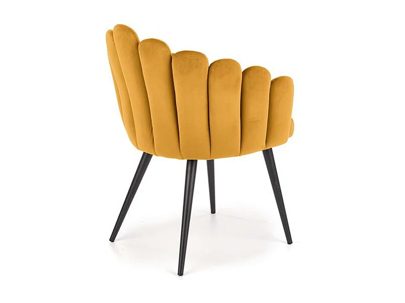 Chaise de salle à manger design en velours jaune Amboise