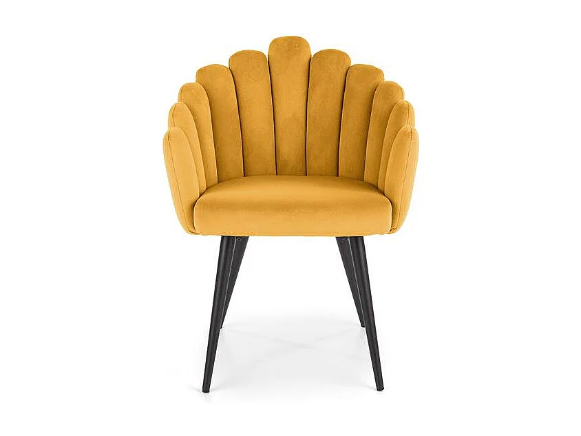 Chaise de salle à manger design en velours jaune Amboise