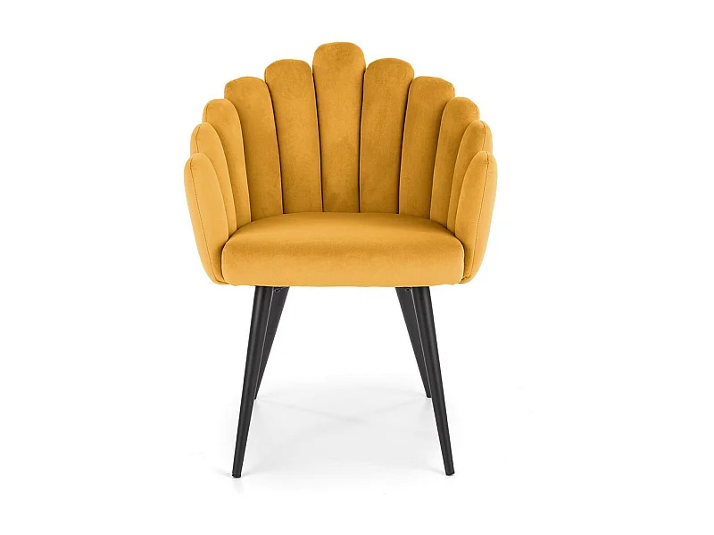 Chaise de salle à manger design en velours jaune Amboise