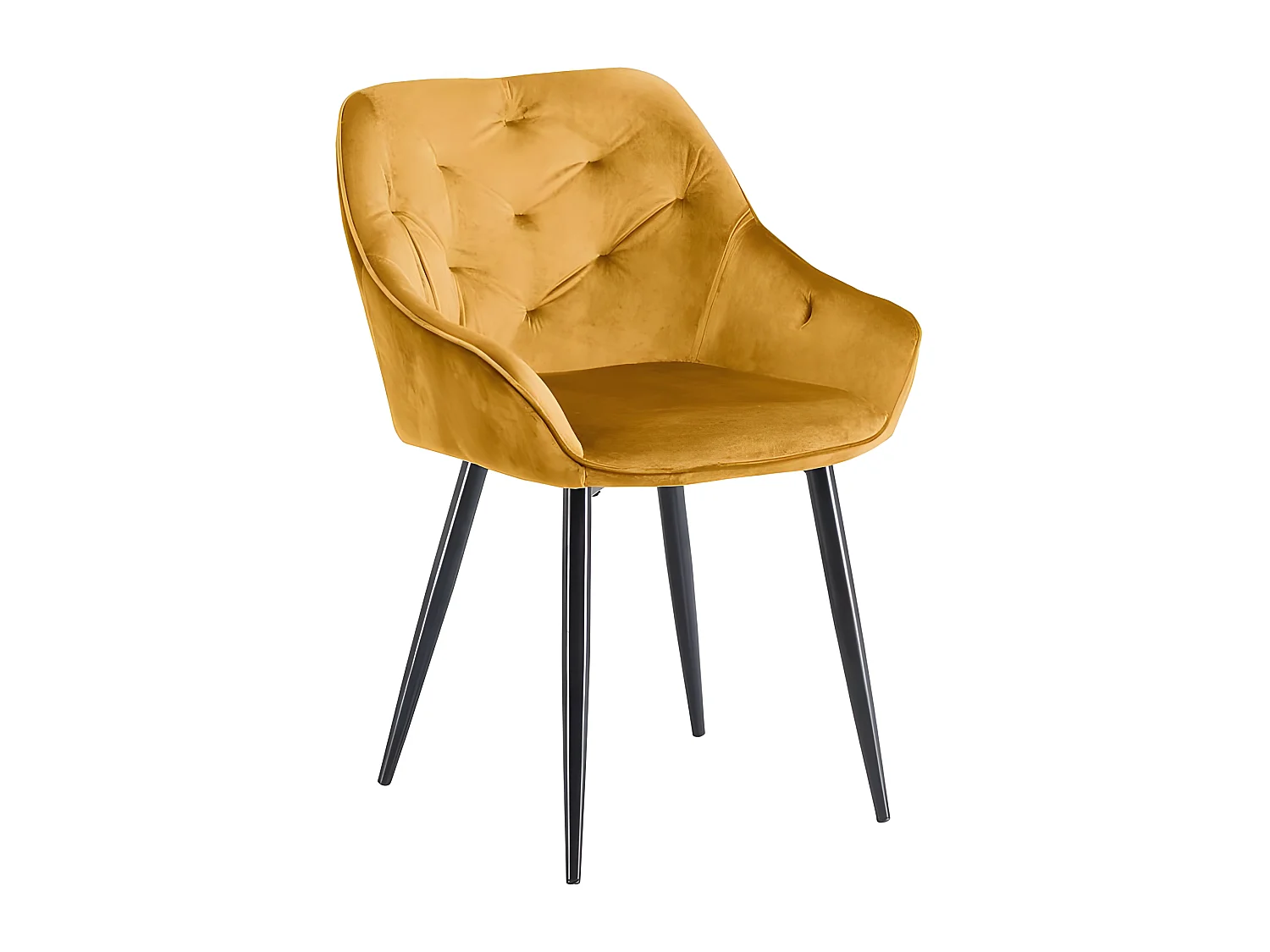 Chaise de salle à manger capitonnée velours jaune Gordon