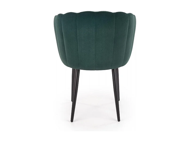 Chaise de salle à manger en velours vert foncé avec pieds en acier noir Blois