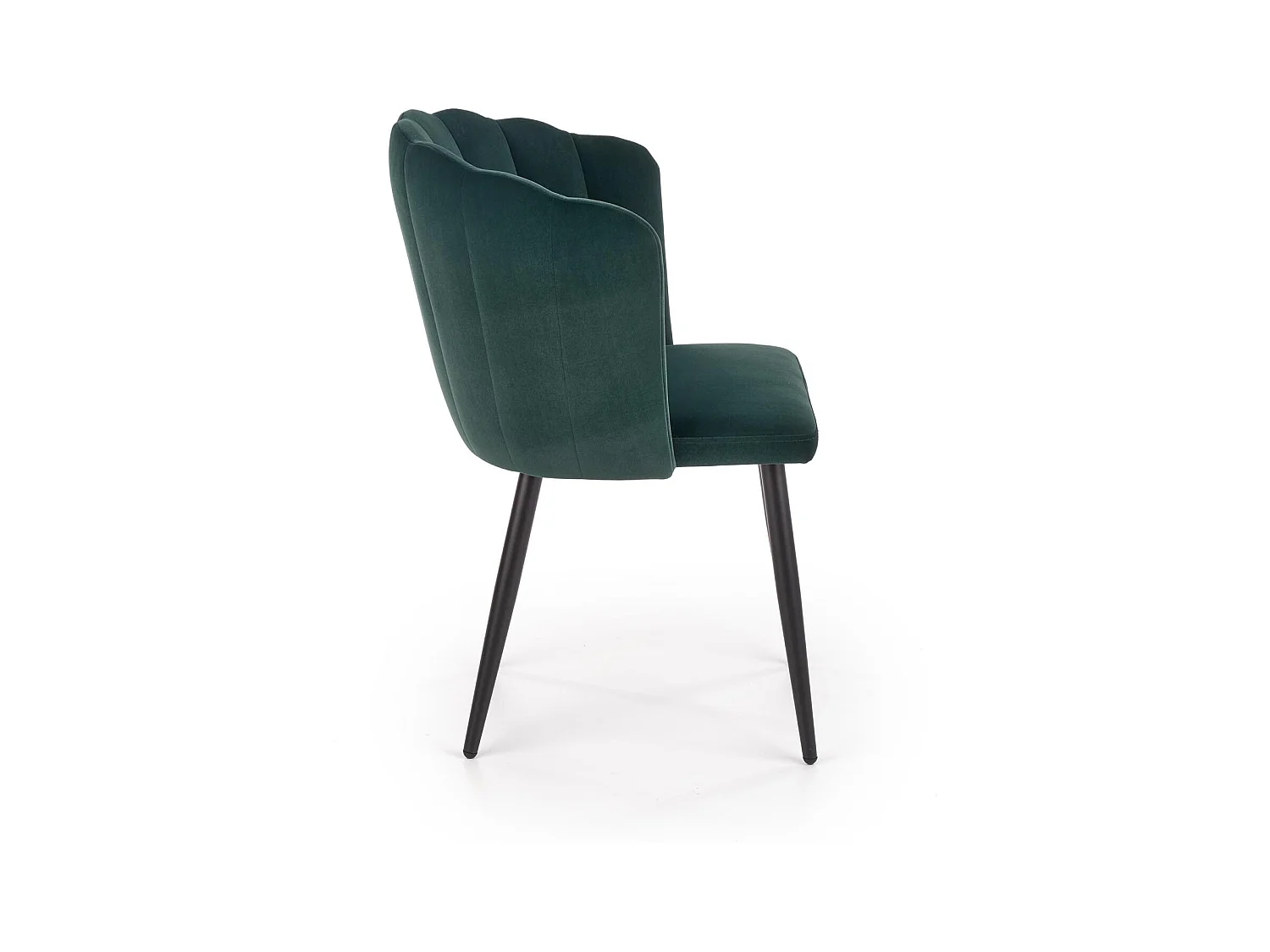 Silla de comedor de terciopelo verde oscuro con patas de acero negro Blois