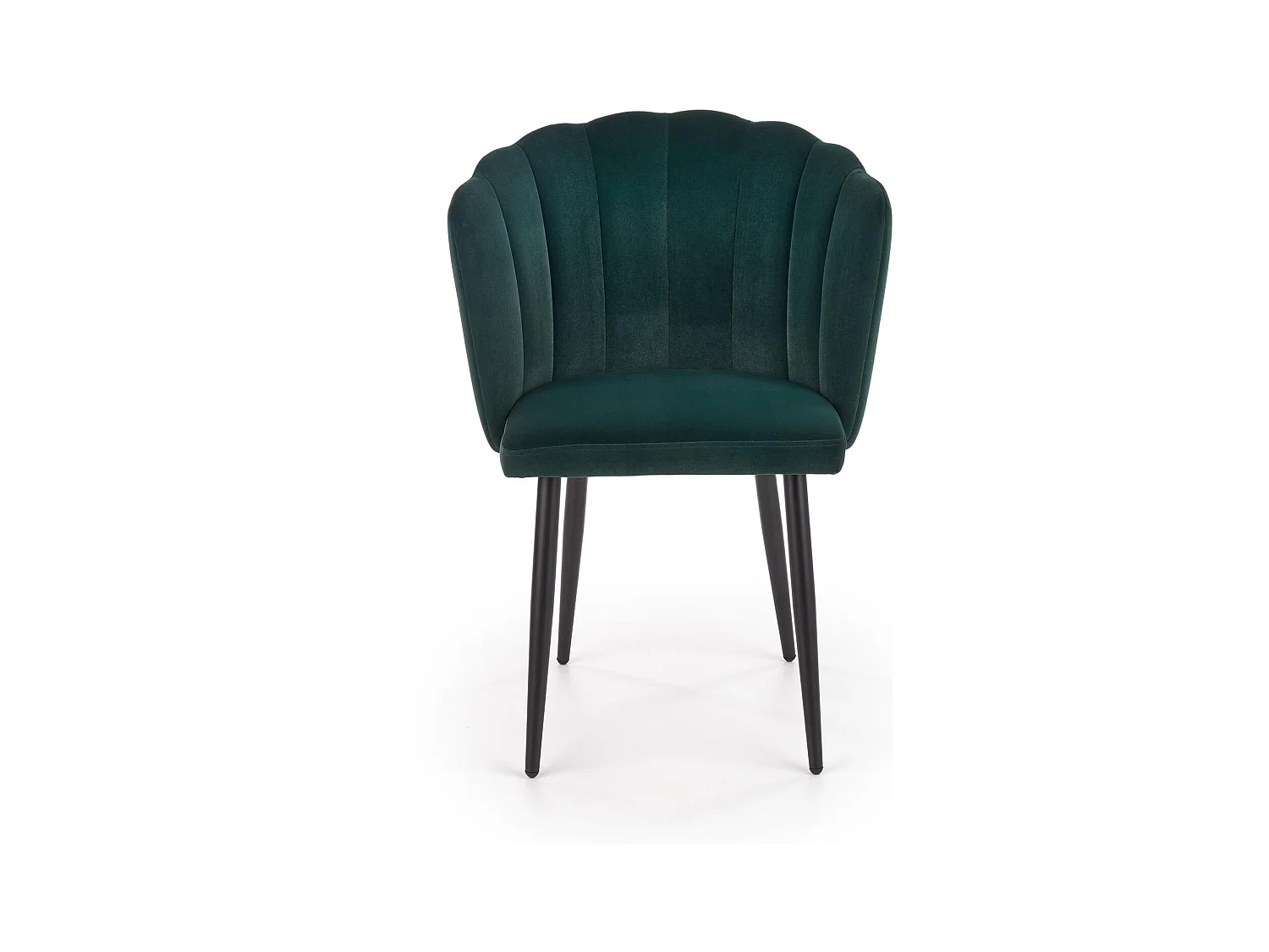 Silla de comedor de terciopelo verde oscuro con patas de acero negro Blois